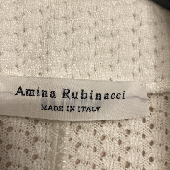 Amina Rubinacci Made in Italy Knit Two Button Blazer. Size 46 Color White - Picture 5 of 10